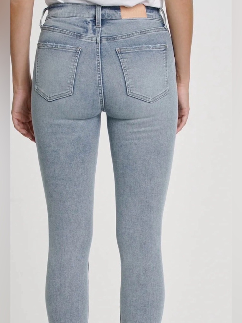 Pistola High Rise Button Fly Skinny  Jeans Light Wash Raw Hem Size 27 - Picture 3 of 12